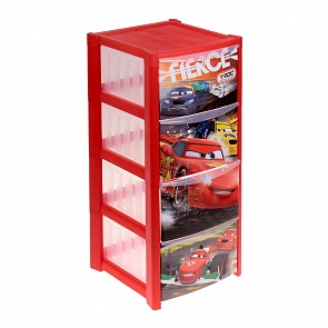 Комод Disney 4 секции, красный (Idea, М 2792-Д_красный)